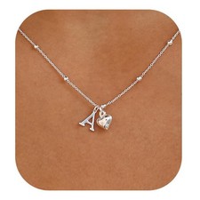 Heart Initial Necklace for Women, Letter A-Z Pendant Necklace Birthday Gifts