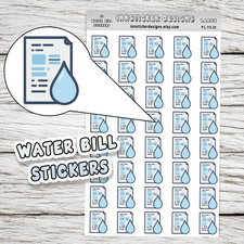 Water Bill Stickers, Mini Icon Reminder Planner stickers, Journals, Scrapbooks