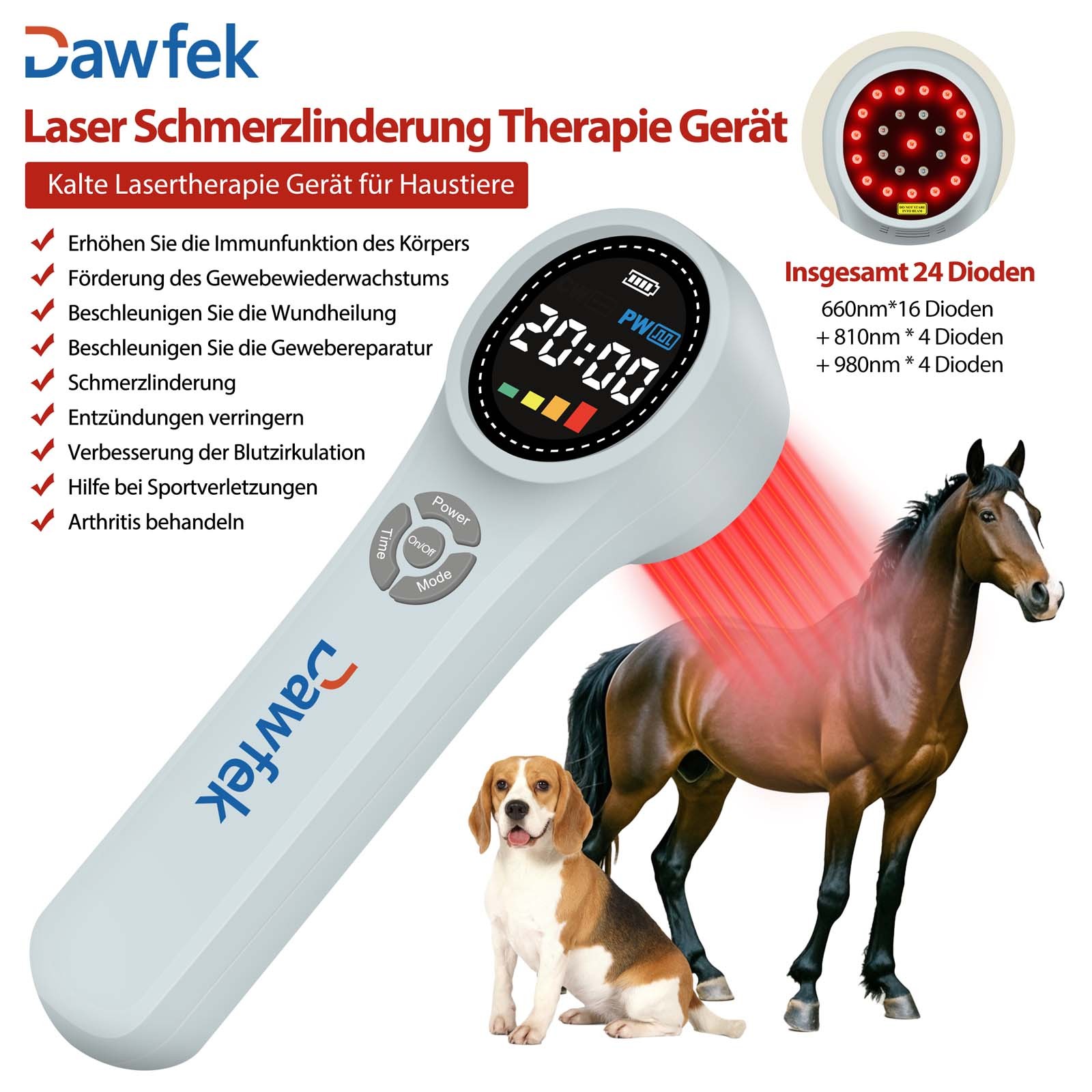980nm NIR Physiotherapie Soft Laser Vet Therapie Gerät für Pferd Hund Prellungen
