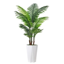 Artificial Palm Plant Indoor 5FT Fake Tree with White Diamond Planter Faux Tr...