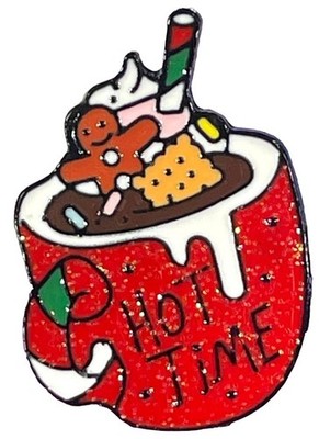 Hot Cocoa Lapel Pin Christmas Cookie Glitter Mug Brooch Jewelry Accessories Gift