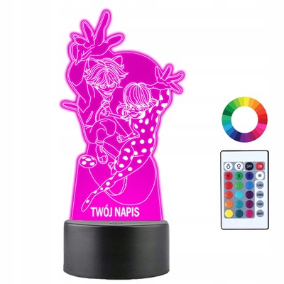 Miraculum 3D LED Nachtlampe für Kinder, personalisiert