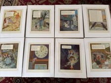 Set Of 8 Nursery Rhyme Book Pages Prints 11 x14 Matted Unframed TD