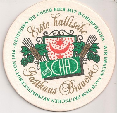 First Hallian inn brewery - old beer mat ''Zum Schad''