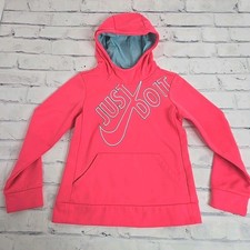 Nike Hoodie Girls Medium Pink Sweatshirt Just Do It Fleece Casual Pullover
