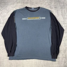 Vtg Y2K Shirt Mens XL Blue Boarder Long Sleeve Snowboard Board Sports USA Made