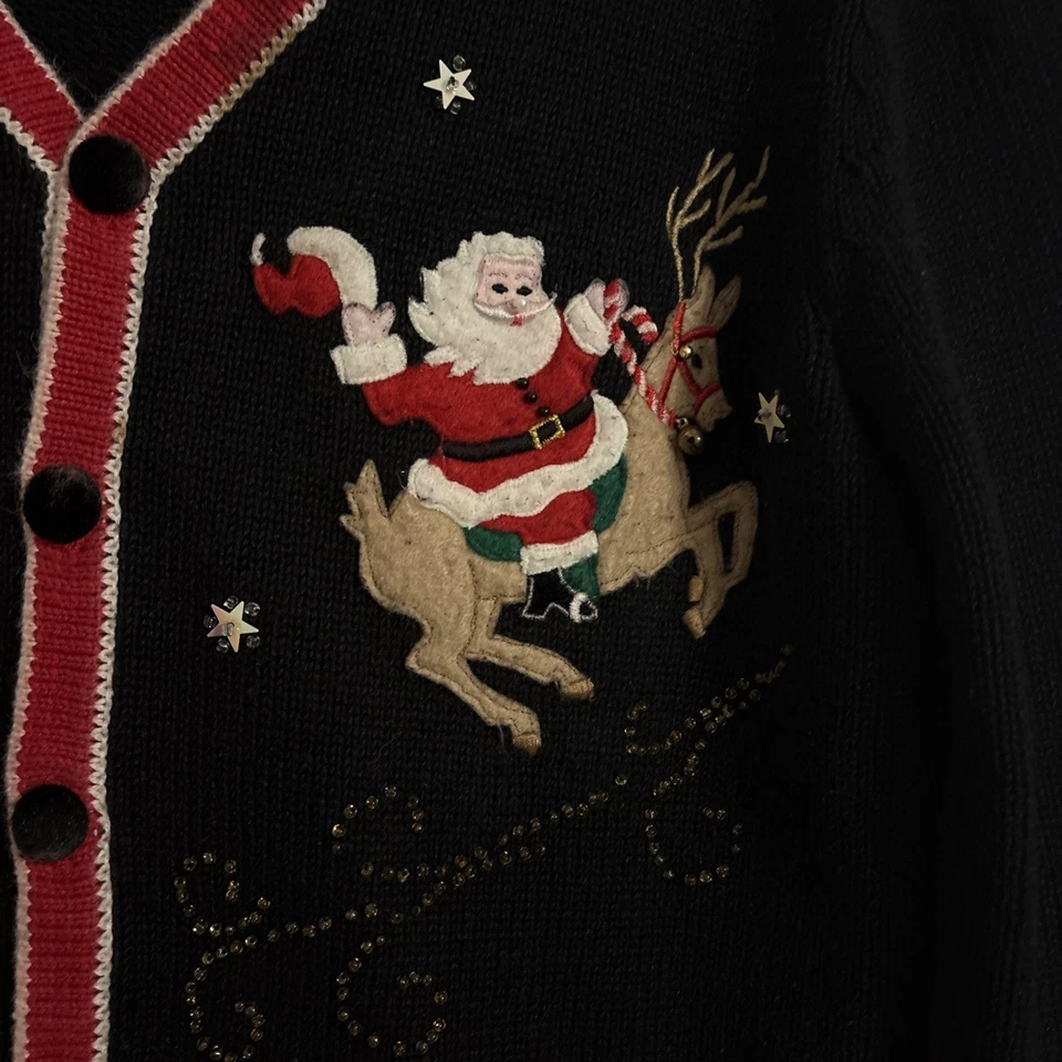 Suéter Mercer Street Studio Reno Feo Navidad A Presión Frontal Cuentas Mediano Foto 4 de 4