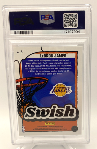 2024 Panini Donruss Swish LeBron James Hyper 32/99 PSA 10 - Bild 2 von 3