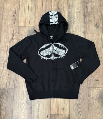 NOS VTG y2k SRH Full Zip Hoodie Sweatshirt Sz XLarge Goth Grunge Skate BMX Moto