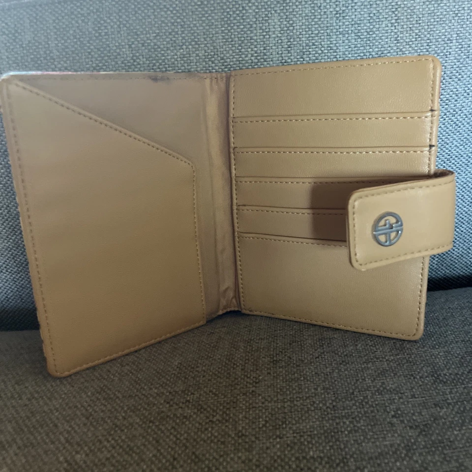 Giani Bernini 男女皆宜的棕色双折钱包带标志口音二手状况完好 — 第 3/4 张图片