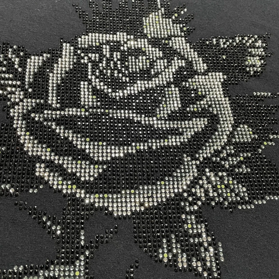 Ed Hardy by Christian Audigier Shirt Mens 2XL Black Long Sleeve Rhinestone Rose - Image 4 of 4