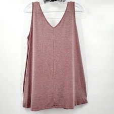 H by Halston Brown Modal Loose Relaxed Fit Casual Basic V-Neck Tank Women’s Sz M