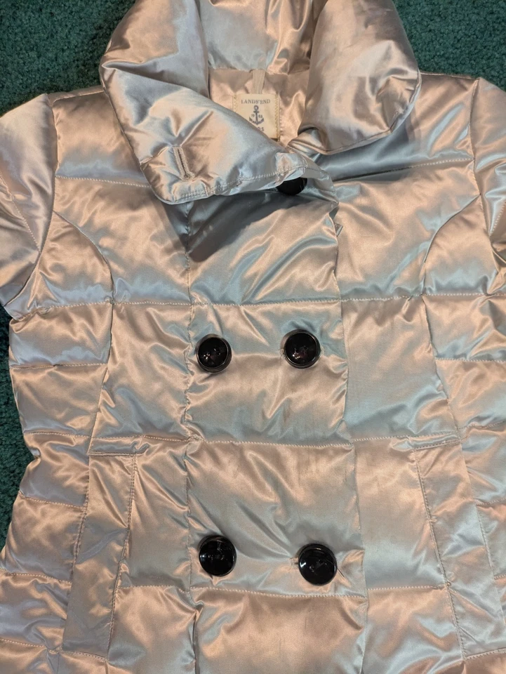 Chaqueta Abrigo Lands' End Niños Gris Plateado Plumón Mediana (5-6) - Cremallera, Botones Foto 2 de 4