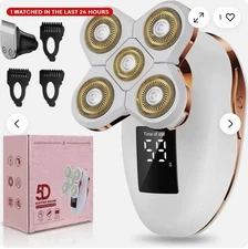 2-in-1 Electric Razors for Women, Wet/Dry 5D Razor & Hair Trimmer White 2 