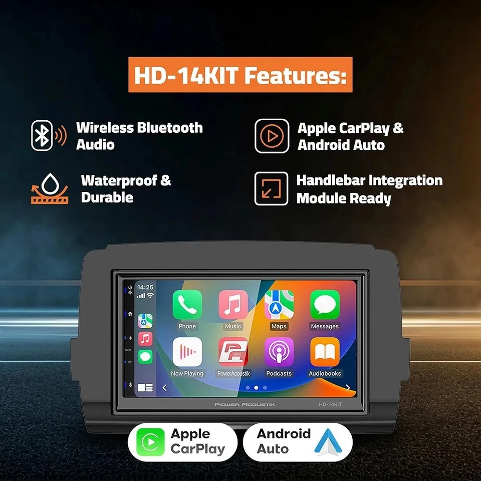 Power Acoustik HD-14KIT Harley Davidson 7 Inch Apple CarPlay Android Plug + Play - Image 3 of 4