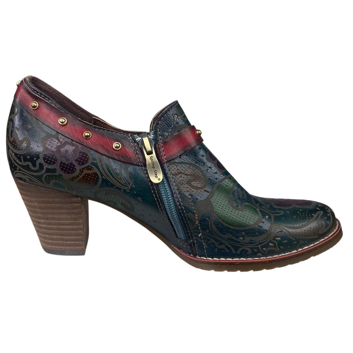 Bottines Sandales FRENCH BLU - Taille 39 - Cuir Camel Tan - Design Floral - Occasion Très Bon état