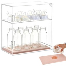 Baby Bottle Organizer Wall-Mounted Clear Acrylic Bottle Drying Rack with Abso...