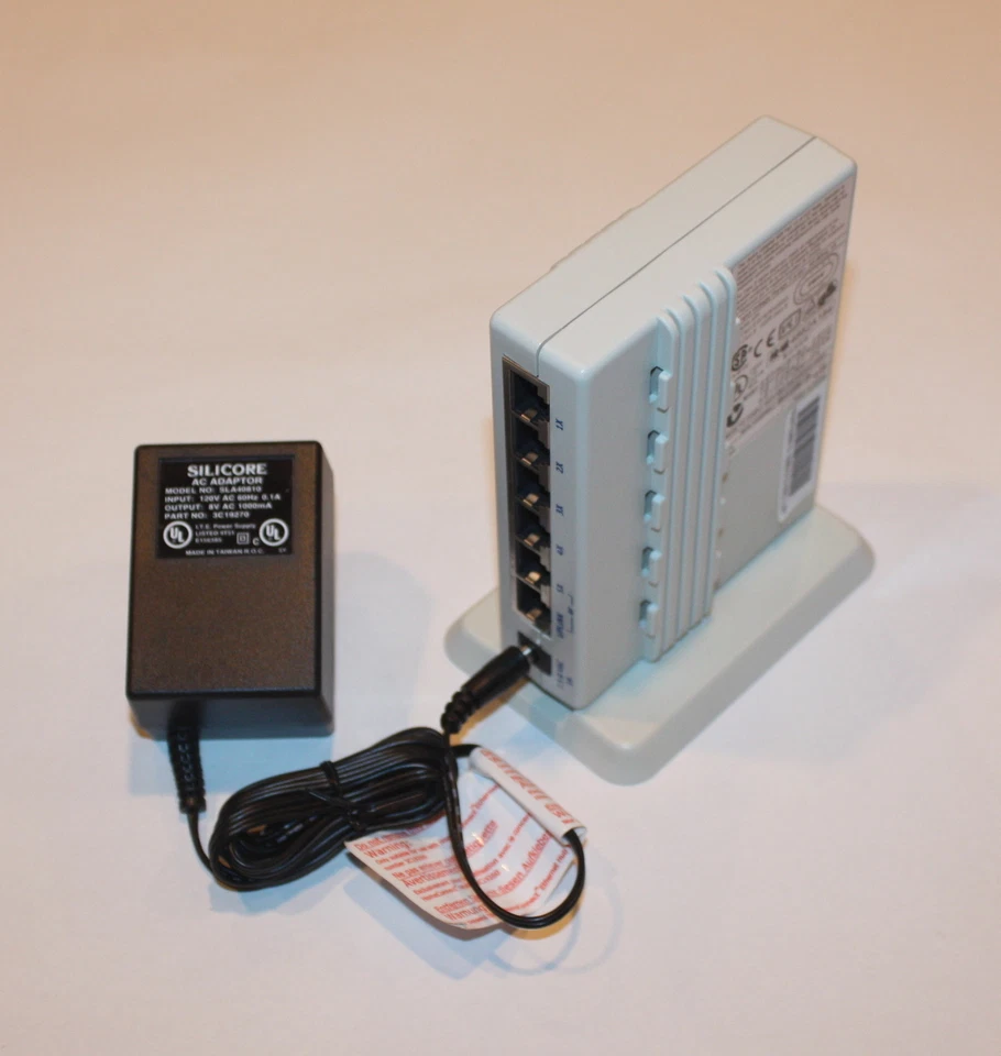 3Com HomeConnect Ethernet Hub 4-Port 3C19260 w/PS - Image 2 of 2