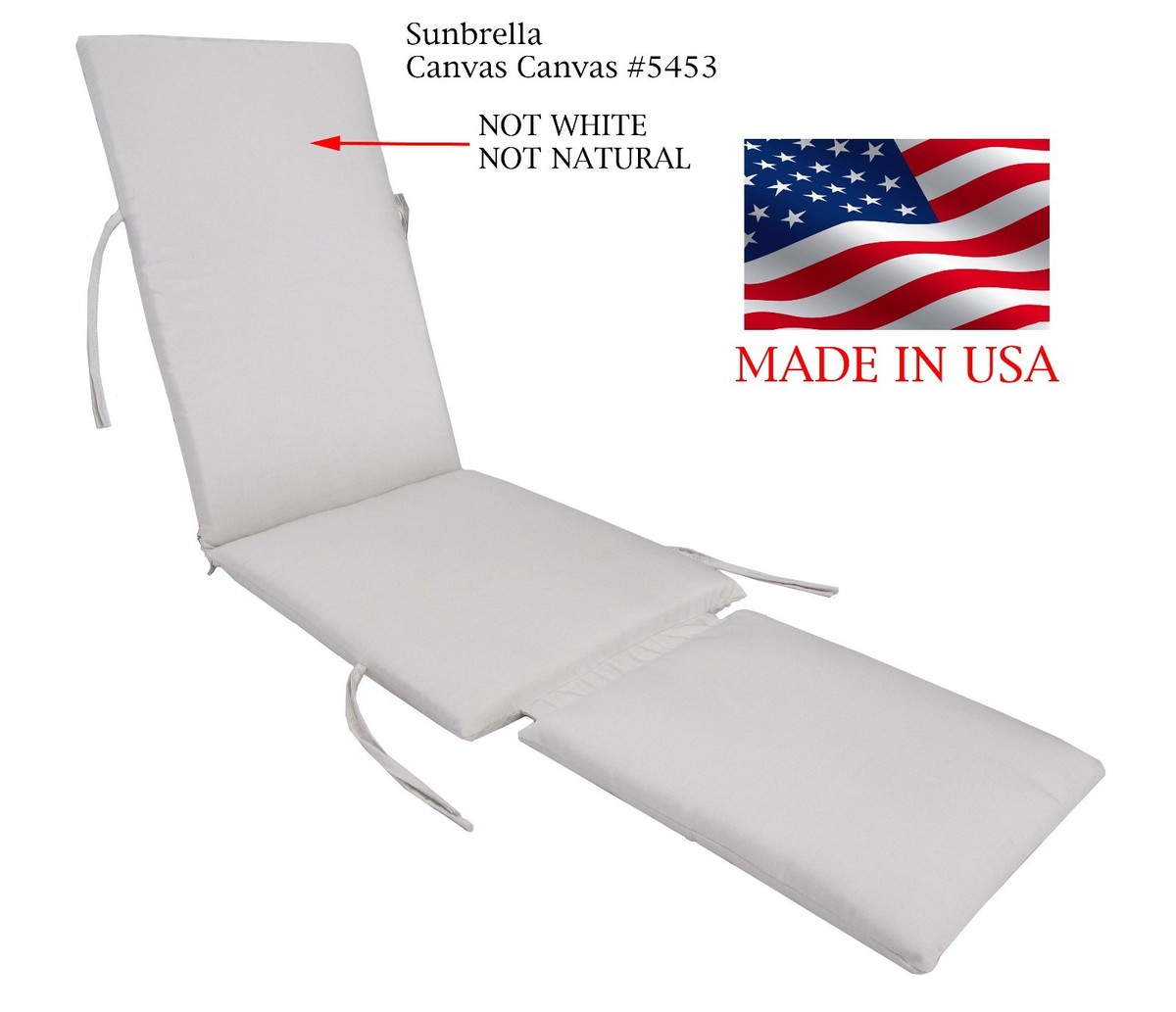 Made in USA Sunbrella Steamer Chair Replacement Cushion Pad Canvas