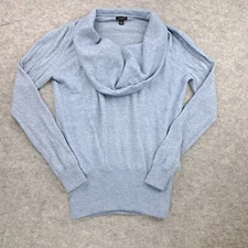 Ann Taylor Sweater Womens Large Blue Long Sleeve Wool Angora Cashmere Cowl Neck
