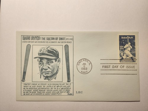FDC Babe Ruth MLB Yankees Red Sox Braves D-804 1983 - Picture 1 of 3