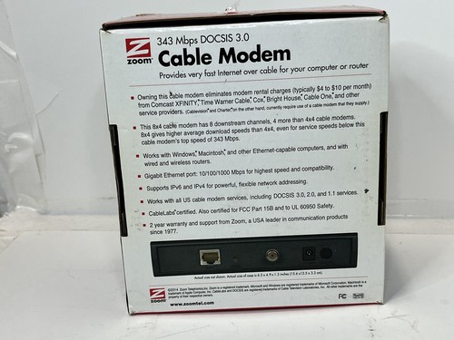 Zoom 343 Mbps DOCSIS 3.0 Cable Modem Model: 5341 - Picture 3 of 9