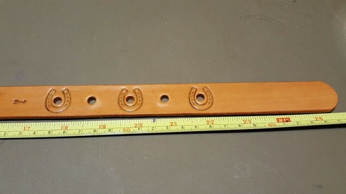 20" Handmade Leather Belt, Toddler, Western Cow Cowboy Hat Horse Wagon 1" wide - Picture 5 of 5