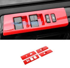 4PC Red Door Window Lift Switch Button Panel Cover Trim For 4Runner 2010+
