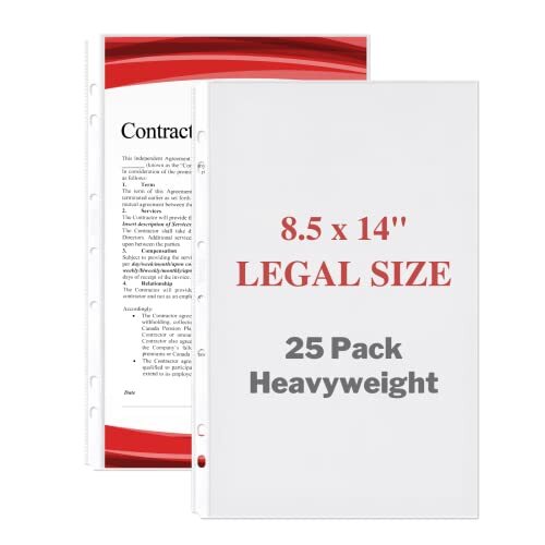 Legal Size Sheet Protector (), 8.5x14 Legal Paper 25 Pack Heavyweight