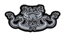 Demon skull snakes Embroidered Iron on Sew on Patch 4.0 X 2.0 - DS1 
