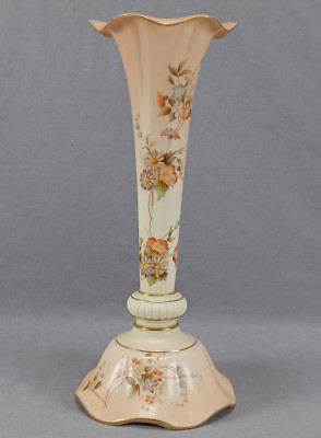 Grainger Worcester Multicolor Floral Blush Ivory 11 3/4 Inch Vase C.1902