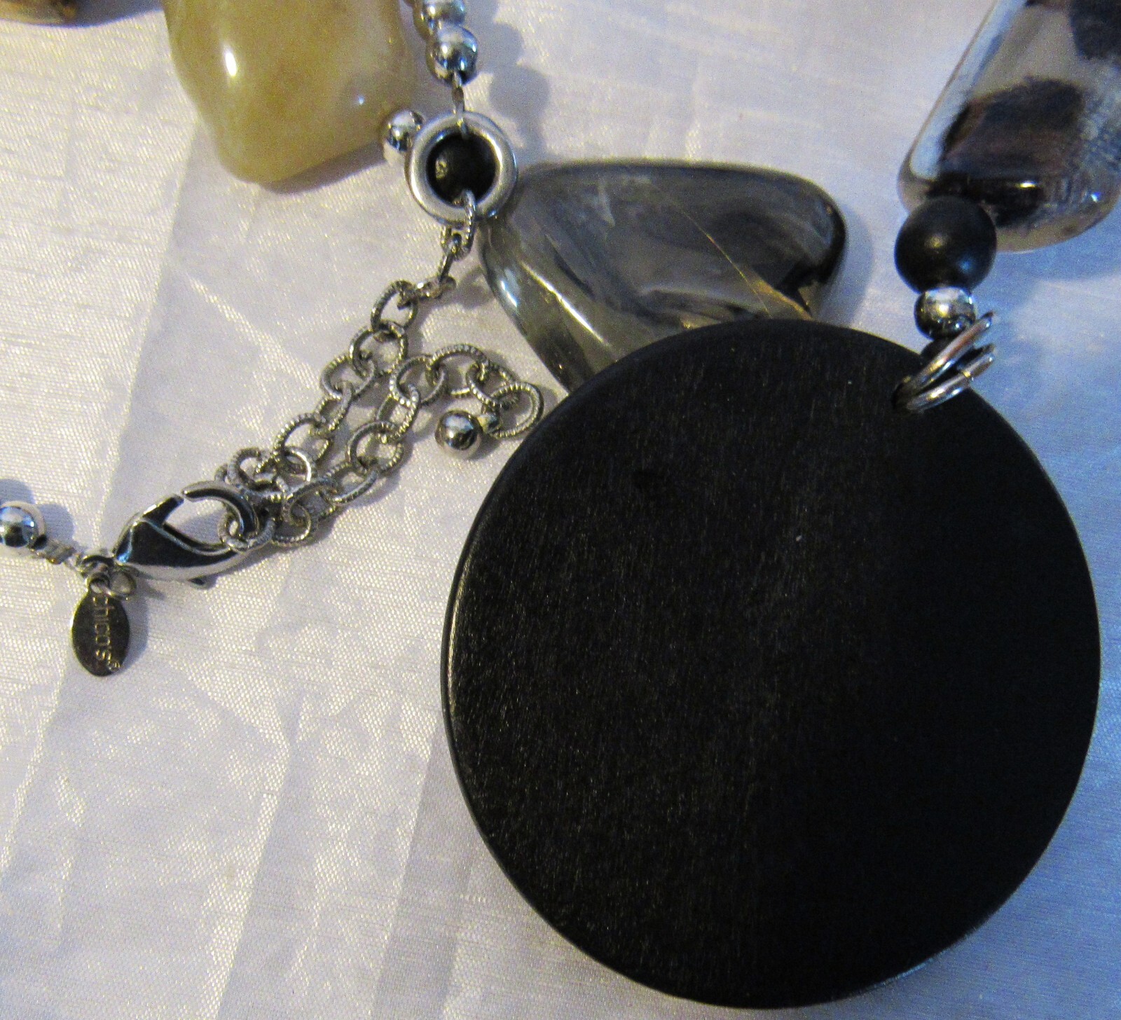 Signed J CREW Statement Necklace Asymmetrical Bla… - image 4