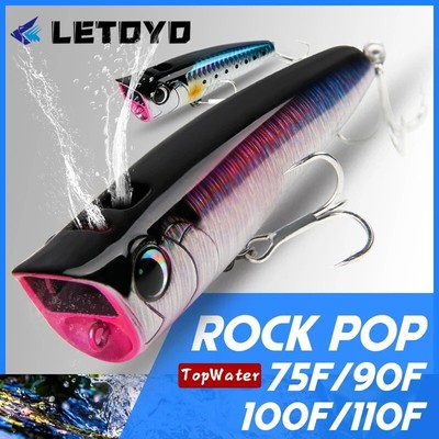 LETOYO Topwater Popper 8.5-30g floating Rock pop Artificial Hard Baits for Bass