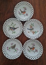 WALLENDORF 1764 Durchbruchschale -  5 St&uuml;ck mit V&ouml;gel und Bl&uuml;tenzweig