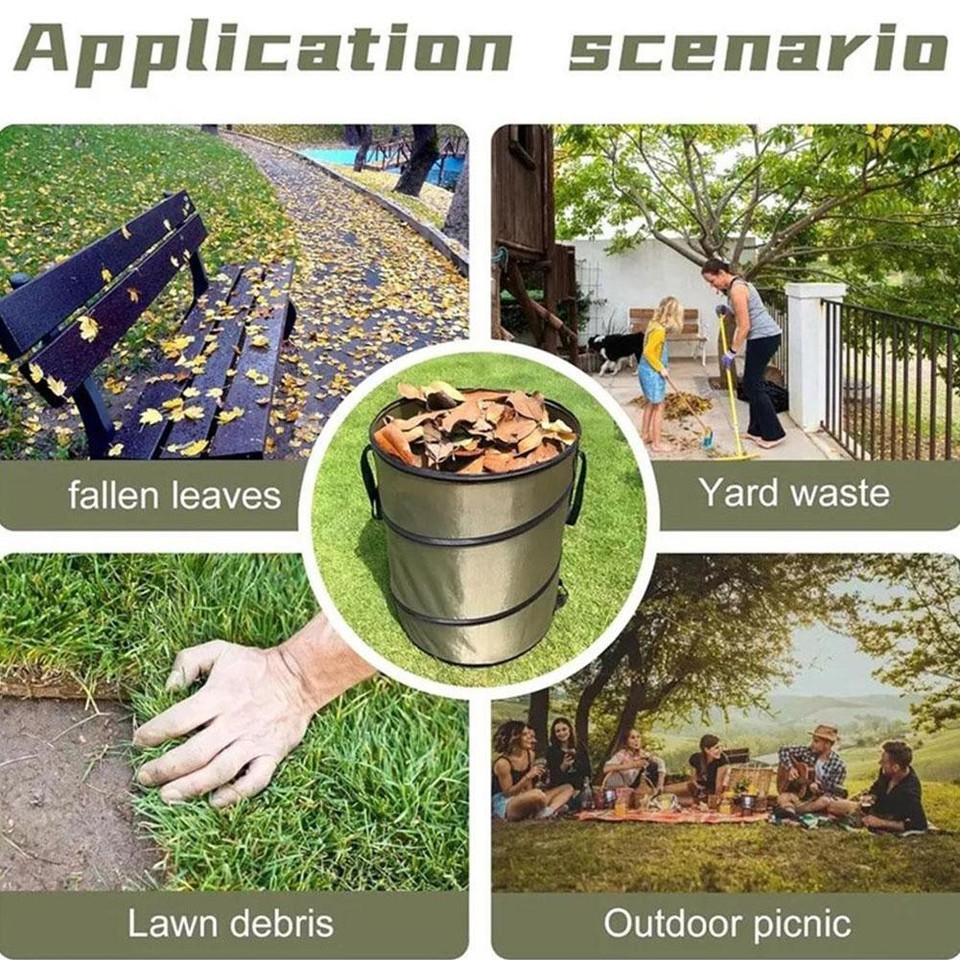 Garden Bag Tidy Waste Bin Grass Rubbish Bin, Reusable Garden Bag Waste