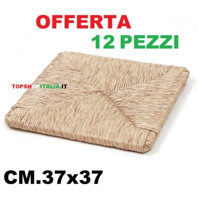 Certrade - Set da 6 Sedute in paglia mod. 117 ZF 40x40cm, Sedile paglia intrecciata a mano, Ricambio per sedia rustica da casa e ristoranti, Fondo, Telaio, Sedile, Feltrini in OMAGGIO (6