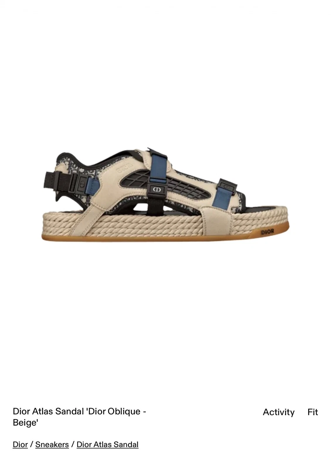 Chaussures homme Dior Oblique jacquard Atlas sandales monogramme daim et cuir 43 UK
