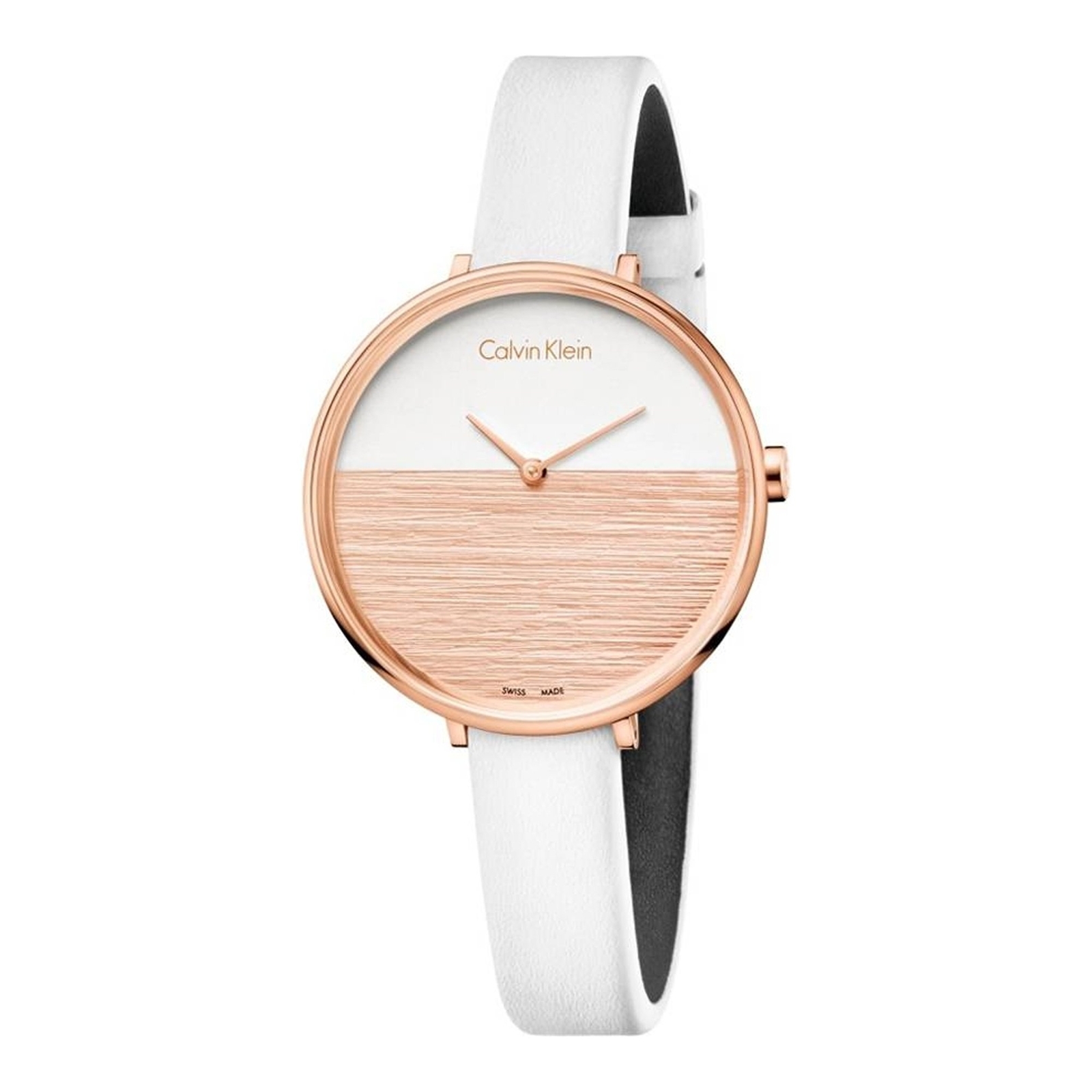 Calvin Klein Firm White Dial Brown Leather Strap Watch for Women - K3N236G6