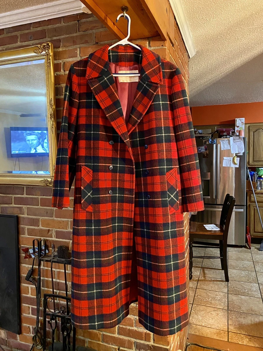 Tæl op Saml op Hjælp Vintage Pendleton Wool Tartan Plaid Overcoat Coat Women's USA Red Blue  Green | eBay