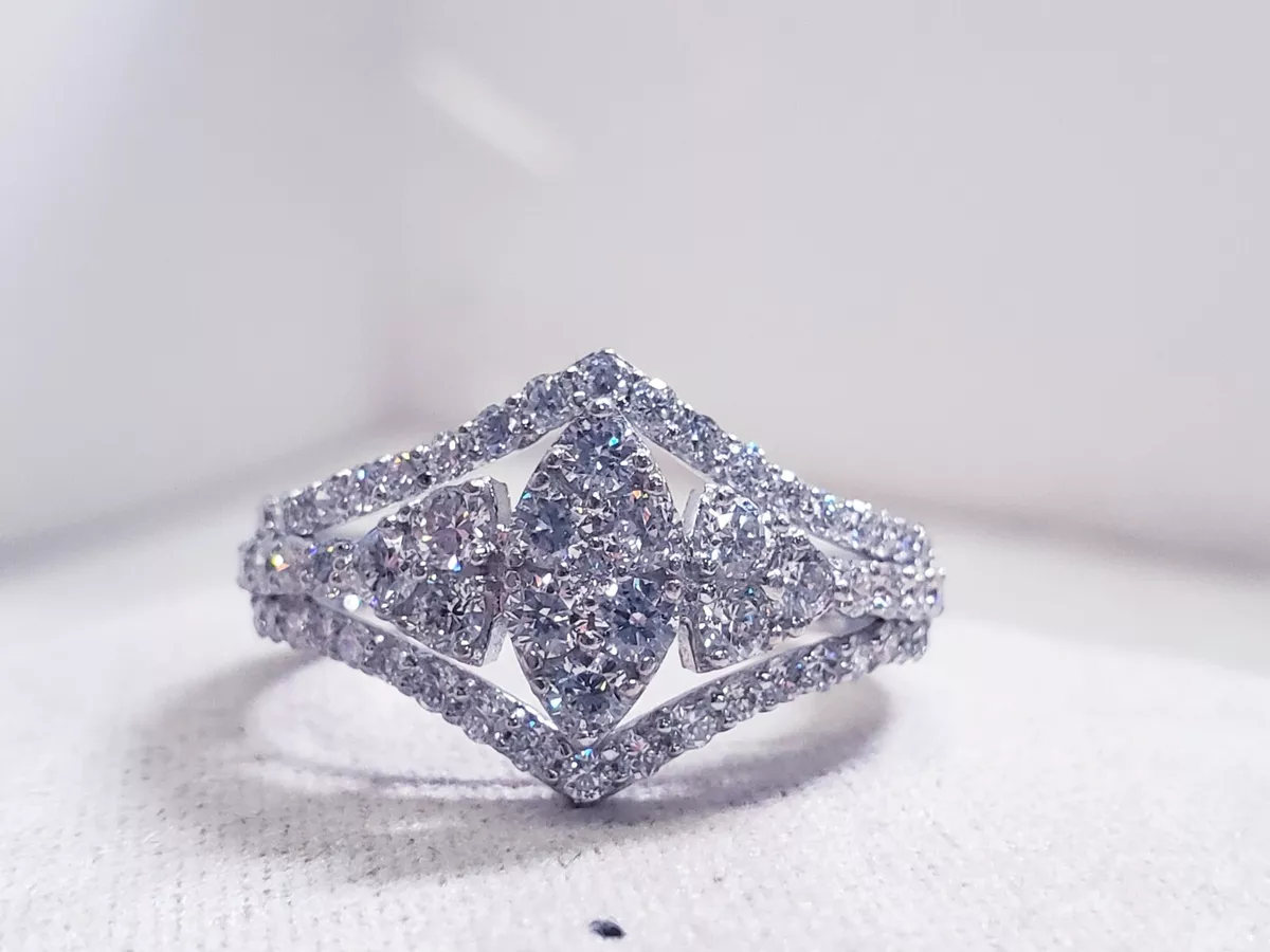 JTV White Lab Grown Diamond 14K White Gold Cocktail Ring 1.25ctw 9