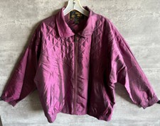 Vintage Casual Isle Gold Collection Purple Metallic Quilted Windbreaker Size L