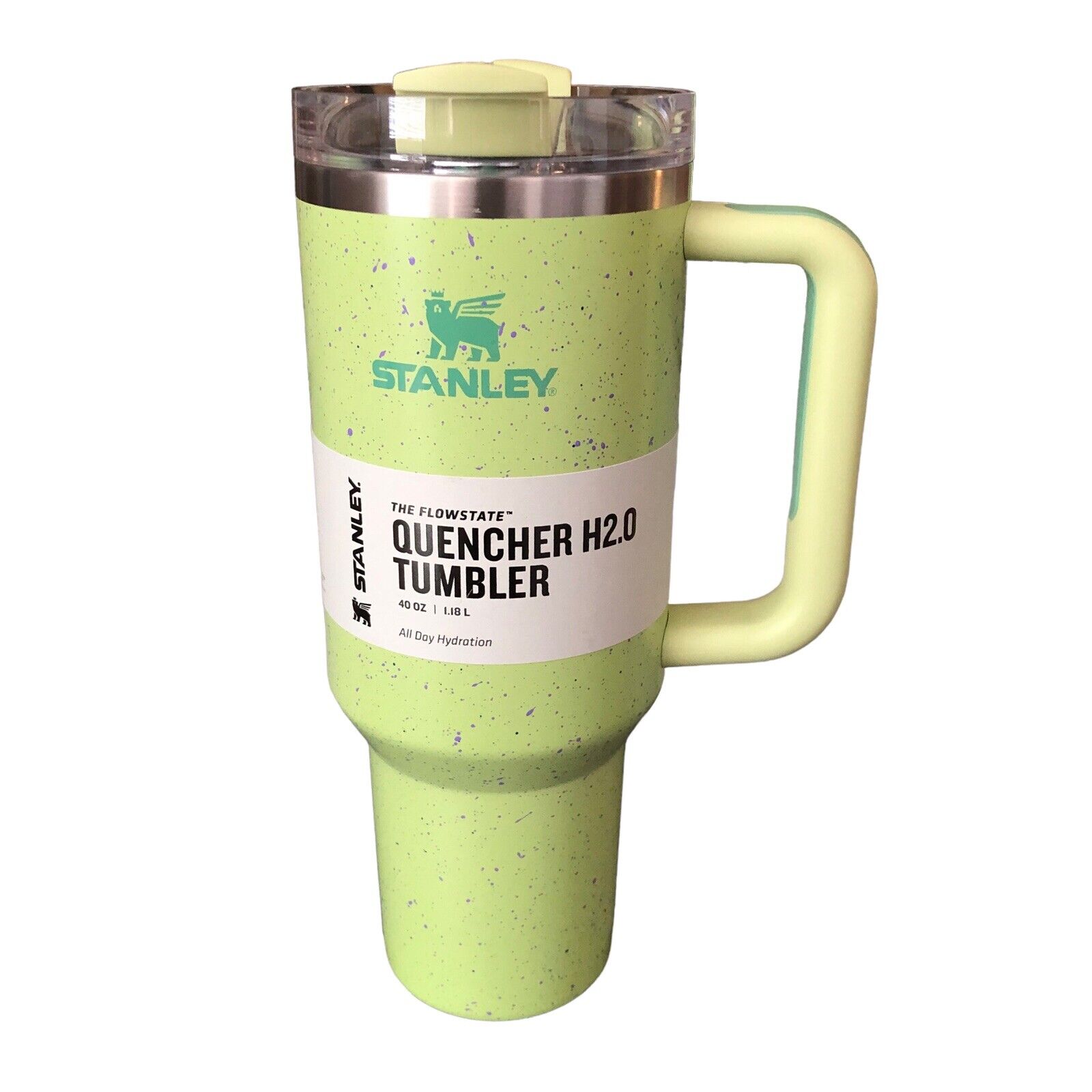 Smooth operator stanley citron speckled 40oz tumbler neon green paint
