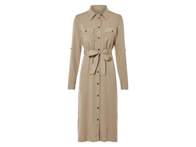 esmara  Damen Blusenkleid, mit Seitenschlitzen (beige, 40) - B-Ware neuwertig