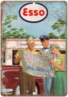 Esso Service Station Attendant Map 12'' x 9'' Reproduction Metal Sign T100