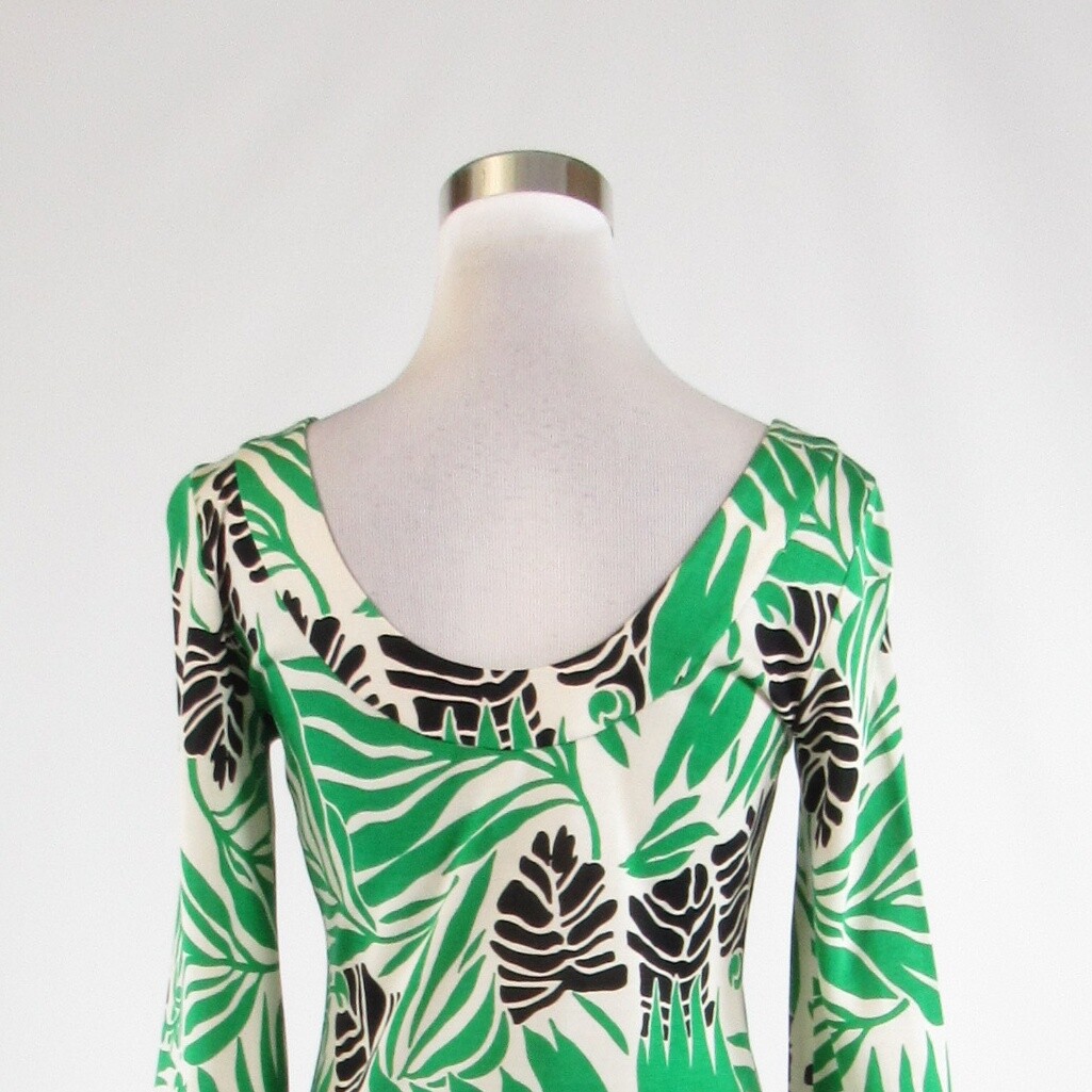 slim fit dress slacks Diane von Furstenberg black and green black print wrap dress - BOPF