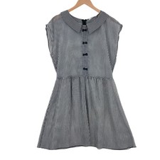 American Rag Cie Fit & Flare Dress Womens White Black Striped Collared Back Zip