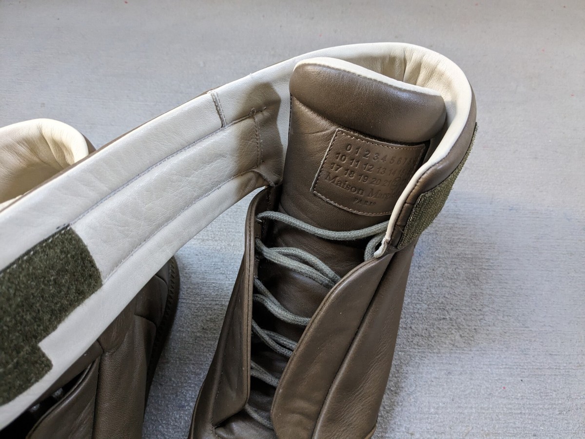 Maison Margiela Future Olive Green Men 9 42 Leather High Top