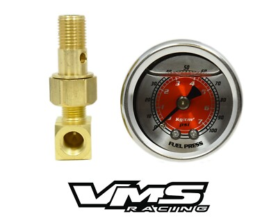 #ad EAGLE TALON FUEL PRESSURE LIQUID FILLLED GAUGE KIT RED $26.88