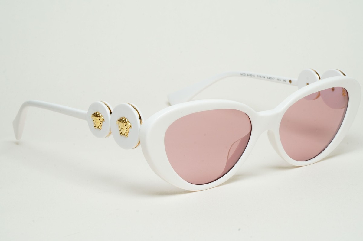 Versace Sunglasses White Cat Eye Pale Pink Gold Medusa MOD 