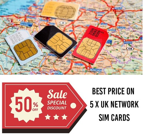 5 x Nowe karty SIM Lycamobile UK Network Pay As You Go 4G / 5G - Zdjęcie 3 z 8